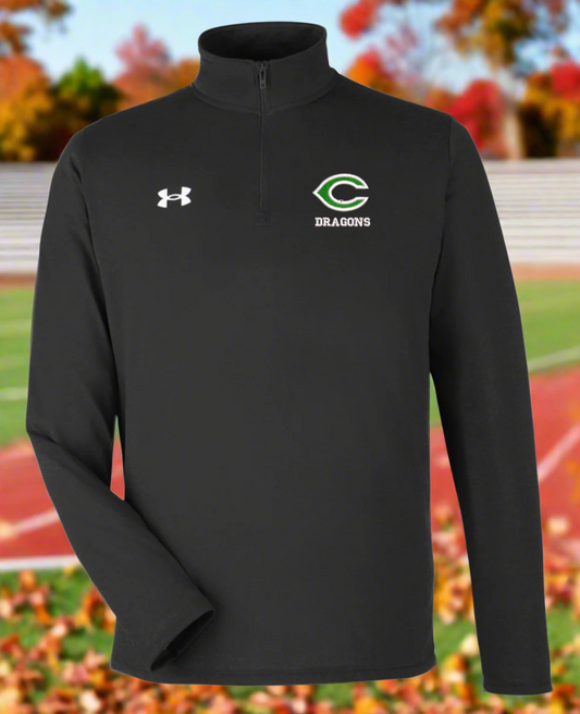 Black long-sleeve shirt with Under Armour logo and 'Dragons' text on a white background